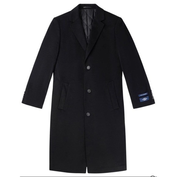 Hart Schaffner Marx Sheffield Black 100% Cashmere Wool Overcoat Size 46R - Picture 3 of 9